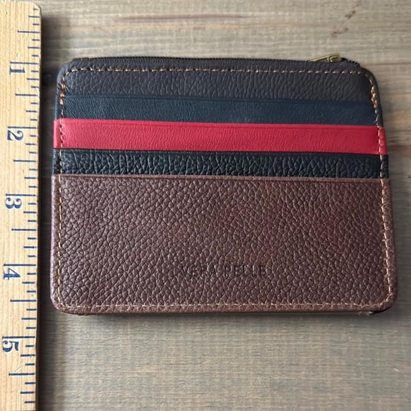 Vera Pelle Red and Brown Leather Key Card Holder - Picture 3 of 6